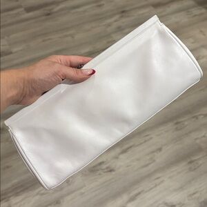 DANIER Chain Strap Italian Leather Shoulder Bag Clutch White